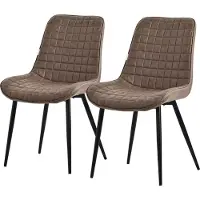 ML-Design Esszimmerstühle 2er Set, Braun, Sitzfläche aus Kunstleder mit schwarzen Metallbeinen, Küchenstühle mit Rückenlehne
