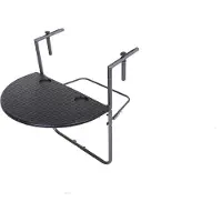 DELUKE Balkontisch ANNA Rattan-Optik - Kunststoff, Schwarz, 60x64x73cm | Gartentisch Balkon-Tisch Kleiner Tisch Terrassentisch Verandatisch