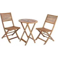 DELUKE Balkonmöbel-Set AMELIA - Akazie, Braun, Teak-Optik | Balkon-Set Gartenmöbel-Set Sitzgruppe für Balkon Balkonstuhl Balkontisch