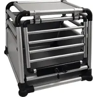 Nobby Round Corner, Fester Transportbox, Auto-Haustiertransportbox, Hund, Frontlader, Schwarz, Silber, Einfarbig
