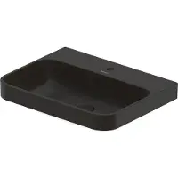Duravit Happy D.2 Plus Aufsatzbecken, 1 Hahnloch, 600x460 mm, geschliffen, mit Überlauf, mit Hahnlochbank, 2360601300, Farbe: Innenfarbe Anthrazit Matt, Außenfarbe Anthrazit Matt