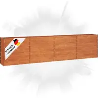 DELUKE Hochbeet aus Cortenstahl ISAK | unten offen | Pflanzenbeet Gartenbeet Metall Blumenbeet Beet hoch Frühbeet für Garten Gemüsebeet, 320x40x77cm