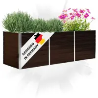DELUKE Hochbeet für Garten OSKAR Braun | 240x80x77cm | Verzinkter Stahl | Wetterfest | Gartenbeet Kräuterbeet Blumenbeet Beet hoch Frühbeet für Garten Gemüsebeet