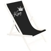 Ferocity Ersatz-Stoffbezug 131x44 cm Wechselbarer Liegestuhl Stoffbezug 100% Polyester für Holz-Liegestuhl Klappliegestuhl Motiv Schwarz King [119]