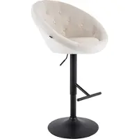 CLP Barhocker London Samtbezug stufenlos höhenverstellbar drehbar mit Rückenlehne creme Gestell Farbe schwarz