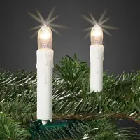 Hellum 10-tlg. Kerzen Lichterkette für Innen, 3,6m beleuchtet, weiße Kerzen mit Wachstropfenoptik, grün, mit Clip-Befestigung
