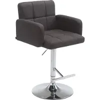 DELUKE Barhocker SUTUN - Stoff Dunkelgrau 60x56x93 cm Silber | Barstuhl Höhenverstellbar Mit Lehne Drehbar Tresenhocker Tresenstuhl Kneipenhocker