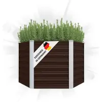 DELUKE 6-eckiges Hochbeet für Garten NOA Braun | 129x129x45cm | Verzinkter Stahl | Wetterfest | Gartenbeet Kräuterbeet Blumenbeet Beet hoch Frühbeet für Garten Gemüsebeet