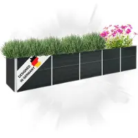DELUKE Hochbeet für Garten OSKAR Anthrazit | 400x80x77cm | Verzinkter Stahl | Wetterfest | Gartenbeet Kräuterbeet Blumenbeet Beet hoch Frühbeet für Garten Gemüsebeet