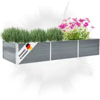 DELUKE Hochbeet für Garten OSKAR Grau | 240x80x45cm | Verzinkter Stahl | Wetterfest | Gartenbeet Kräuterbeet Blumenbeet Beet hoch Frühbeet für Garten Gemüsebeet