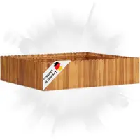 DELUKE Hochbeet aus Holz JONA | 100x100x25cm, Akazienholz | Hochbeet für Garten Hochbeet Holz Gartenbeet hoch Kräuterbeet xxl Blumenbeet Gemüsebeet groß Garten