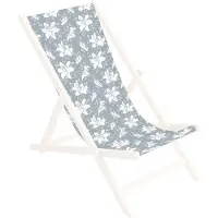 Ferocity Ersatz-Stoffbezug Wechselbarer Liegestuhl Stoffbezug 100% Polyester für Holz-Liegestuhl Klappliegestuhl Motiv Blau-Weiß Lilien [119]