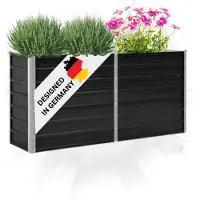 DELUKE Hochbeet für Garten OSKAR Anthrazit | 160x40x77cm | Verzinkter Stahl | Wetterfest | Gartenbeet Kräuterbeet Blumenbeet Beet hoch Frühbeet für Garten Gemüsebeet