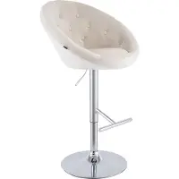 CLP Barhocker London Samtbezug stufenlos höhenverstellbar drehbar mit Rückenlehne creme Gestell Farbe chrom