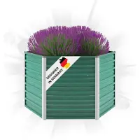 DELUKE 6-eckiges Hochbeet für Garten NOA Grün | 129x129x77cm | Verzinkter Stahl | Wetterfest | Gartenbeet Kräuterbeet Blumenbeet Beet hoch Frühbeet für Garten Gemüsebeet