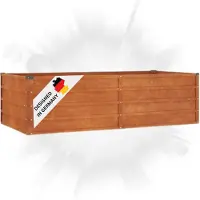 DELUKE Hochbeet aus Cortenstahl ISAK | unten offen | Pflanzenbeet Gartenbeet Metall Blumenbeet Beet hoch Frühbeet für Garten Gemüsebeet, 160x80x45cm