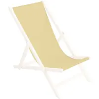 Ferocity Ersatz-Stoffbezug Wechselbarer Liegestuhl Stoffbezug 100% Polyester für Holz-Liegestuhl Klappliegestuhl Ecru Beige [119]