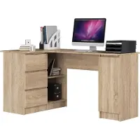 Akord Eck-Schreibtisch B20 links Sonoma-Eiche und 4 Ablagen B155 x H77 x T85 cm