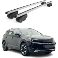 Omtec Dachträger Gepäckträger für Opel Grandland 2021-2023 ABE Aluminium Grau 2x