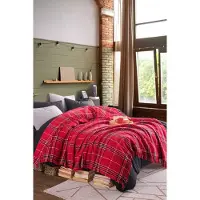L'essentiel Maison , Doppelte Decke, Warm Soft - Red, 70 % BAUMWOLLE / 30 %.Polyacryl, Rot, 180 x 220 cm