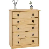 CARO-Möbel Kommode BARRIO mit 5 Schubladen I Sideboard aus massiver Kiefer I gebeizter und gewachster Schubladenschrank I Anrichte im Mexiko Stil