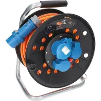 Kalle-das-Kabel CEE Campingkabeltrommel H07BQ-F 3G 2,5 mm² 25 Meter 230V 16A Schutzart IP44 EXTREME SIGNAL ORANGE Kabeltrommel Campingkabel Wohnmobil-Kabel Caravantrommel