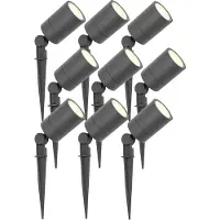 LEDVION - 9er Set, Gartenstrahler mit Erdspieß, IP65, 3W, 2700K, 220-240V, Warmweiß, LED Strahler, Gartenbeleuchtung mit Strom, Mit GU10 Leuchtmittel, Dimmbar, Wasserdicht
