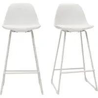 Miliboo - Design-Barhocker weiße Metallbeine 66 cm (2er-Satz) FRANZ