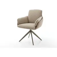 DELIFE Drehstuhl Luan-Flex mit Armlehnen Materialmix Schlamm Kreuzgestell breit Effektfinish Titan 360° drehbar