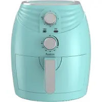 TurboTronic Retro-Heißluftfritteuse – TT-AF11M – Airfryer 3,5 l, 1200 W, 2 Drehregler, 90–210 °C, 30-Min-Timer, Einlagegitter, fettarm, Schwarz türkis