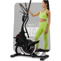Hop-Sport Cross Stepper für zuhause HS-400B Icon Schwarz - 2-in-1 Crosstrainer und Stepper mit Trainingscomputer - innovatives Trainingsgerät