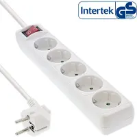 InLine Steckdosenleiste, 5-fach Schutzkontakt, weiß, 1,5m, 1,5 m, Typ F, Abgewinkelt, 1,5 mm², Weiß, Kunststoff