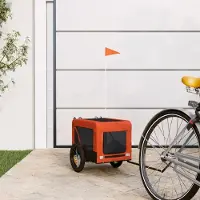 vidaXL "2026 Promotion" Fahrradanhänger Hunde Orange und Schwarz Oxford-Gewebe & Eisen - Fahrradanhänger CC32692