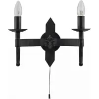 Licht-Erlebnisse Wandleuchte Rustikal Eisen Schwarz 2-flammig Esszimmer E14 B:33,5 cm Landhaus Wandlampe Klassisch