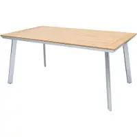 DELUKE Gartentisch KAI - Alu/Kunststoff, Braun, 160x90x72cm | Terrassentisch Wetterfest Outdoor Tisch
