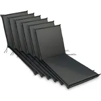 Sunnypillow 6 Stück Liegenauflagen 190 x 60 Auflage Polster für Gartenmöbel extra dick 9cm waschbar wasserdicht Polsterauflagen für Gartenliege Sonnenliege Liegestuhl Kissen Anthrazit