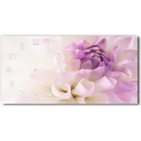 Tulup Wanduhr aus Glas – 60x30 cm - Glasbild - Glasuhr - Gehärtetes Glas - weisse-zeiger - Weiße Dahlie