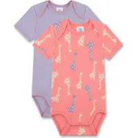 Sanetta Baby-Body kurzarm (Doppelpack) lila & rosa Giraffe 80