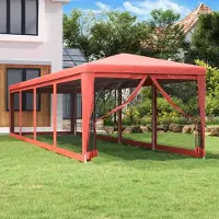 Prolenta Maison Exclusive - Partyzelt mit 10 Mesh-Seitenwänden Rot 3x12 m HDPE