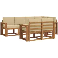vidaXL Outdoor-Sofagarnitur 7 Stk. Natur und Beige
