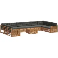vidaXL Sofagarnituren 11 stk. Natur und Anthrazit Massivholz Akazie