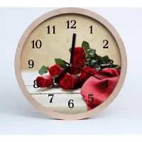 Tulup Holzuhr 20fi cm wanduhr - Rosen Blumen