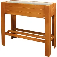 WAGNER System WAGNER GrowFAMILY Hochbeet GrowBOX Light - 70 x 83 x 34,5 cm, Massivholz, kastanie, Regalboden & Pflanztasche - 25028001
