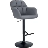 DELUKE Barhocker TUBEL - Kunstleder Grau 57x59x97 cm Schwarz | Barstuhl Höhenverstellbar Mit Lehne Drehbar Tresenhocker Tresenstuhl Kneipenhocker