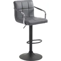 DELUKE Barhocker MINOR - Kunstleder Grau 54x46x91 cm Schwarz | Barstuhl Höhenverstellbar Mit Lehne Drehbar Tresenhocker Tresenstuhl Kneipenhocker