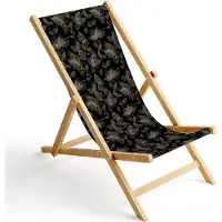 Ferocity Holz Liegestuhl Klappbar Klappliegestuhl Sonnenliege Strandstuhl Wechselbezug Motiv Blätter [119]