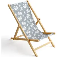Ferocity Holz Liegestuhl Klappbar Klappliegestuhl Sonnenliege Strandstuhl Wechselbezug Motiv Blau-Weiß Lilien [119]