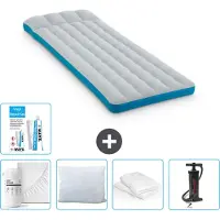 Intex Campingmatte – Französisches Bett – 72 x 189 x 20 cm – Blau – im Lieferumfang enthalten Spannbettuch - Küssen - Pumpe - Reperaturset en Kissenschutz