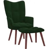 vidaXL Relaxsessel mit Hocker Dunkelgrün Samt - Relaxsessel Mit Hocker - Relaxsessel Mit Fußhocker - Sessel Mit Hocker - Sessel Mit Fußhocker