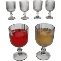 MamboCat Agata 6x Rotweingläser grau 290ml Glas Relief Weißwein Rotwein Wasser